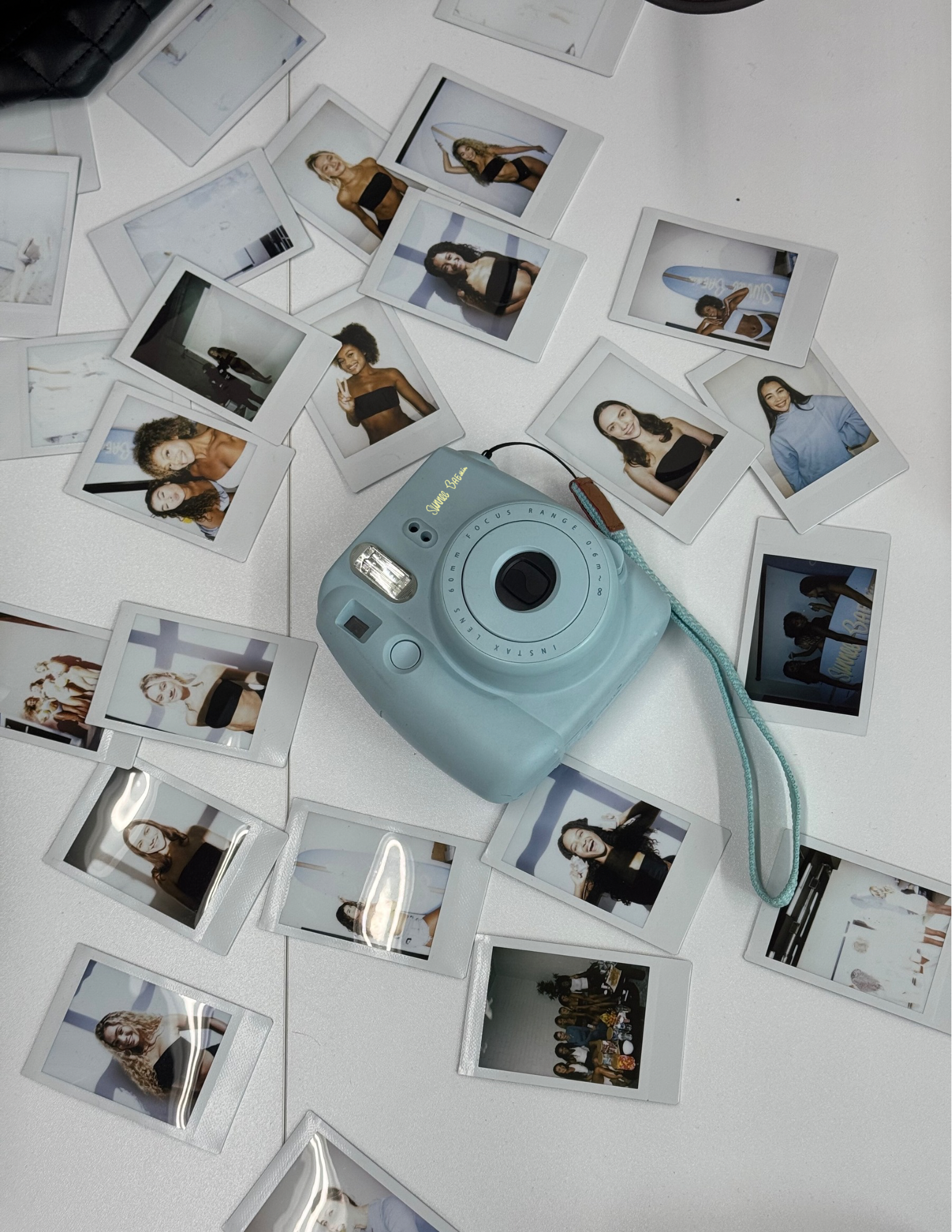 Sunnee BAEskin collage of polaroid Pictures of our baeside squad models